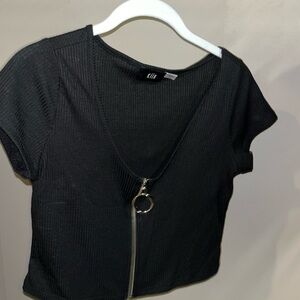Kith Black Zippered Crop Top